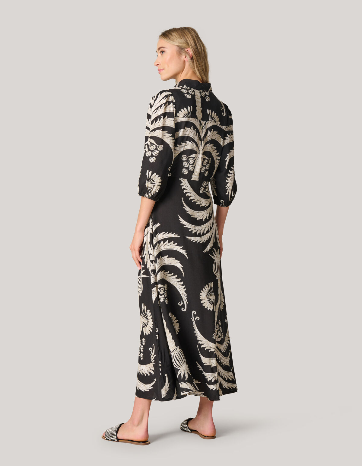 Printed Maxi Jurk Zwart/Wit SHOEBY WOMEN