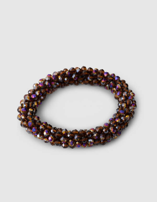 Beaded Haarelastiek Donkerbruin SHOEBY ACCESSOIRES