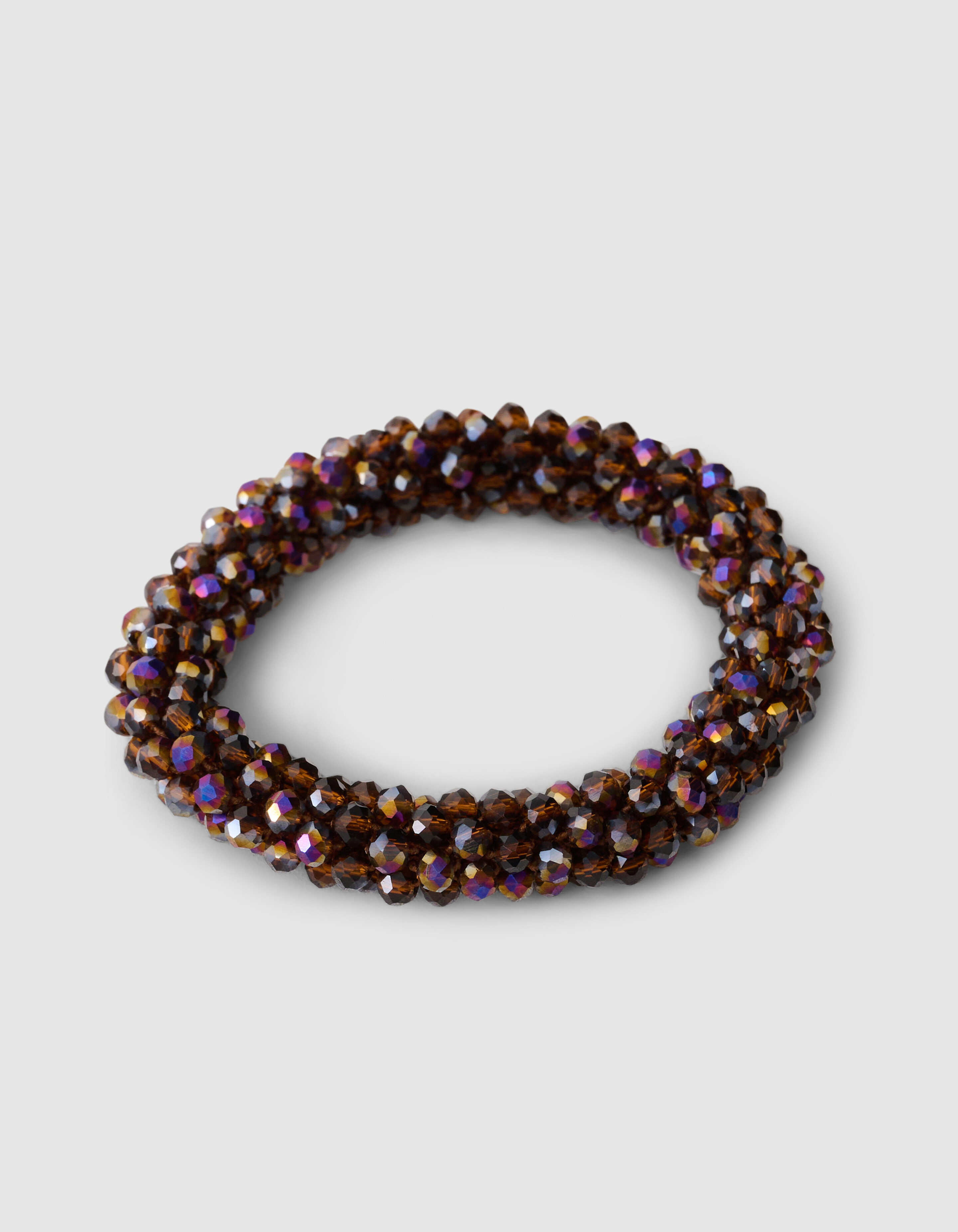 Beaded Haarelastiek Donkerbruin SHOEBY ACCESSOIRES