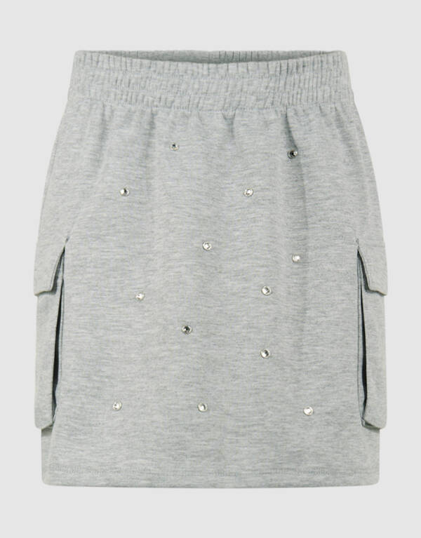 Strass Cargo Mini Rok Lichtgrijs SHOEBY GIRLS