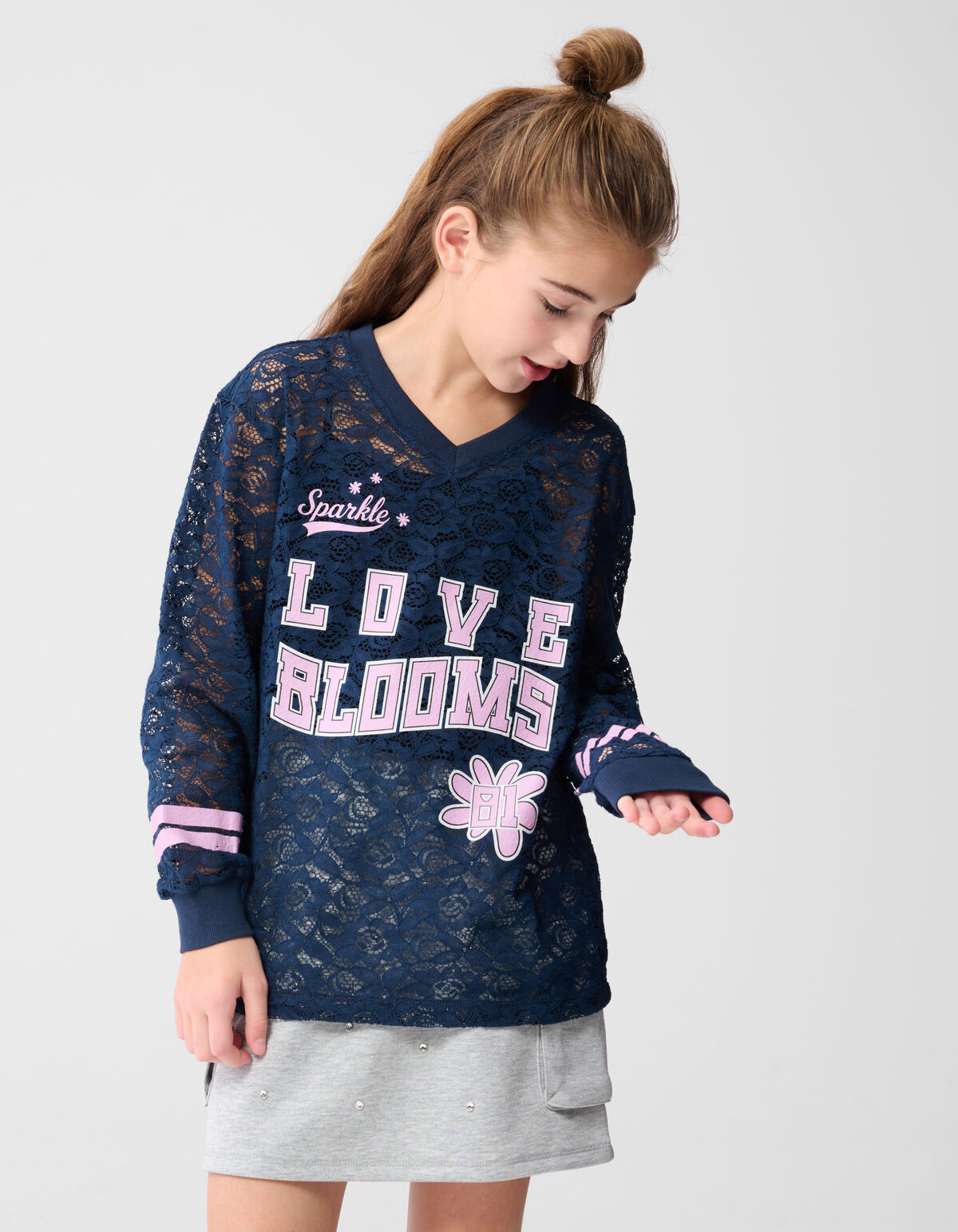 Kanten Baseball Top Donkerblauw SHOEBY GIRLS