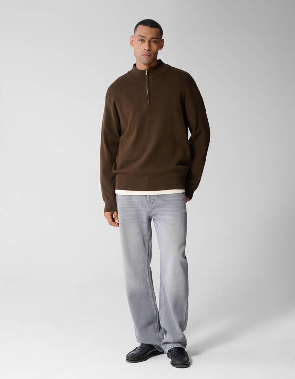 Turtle Half Zip Trui Bruin SHOEBY MEN