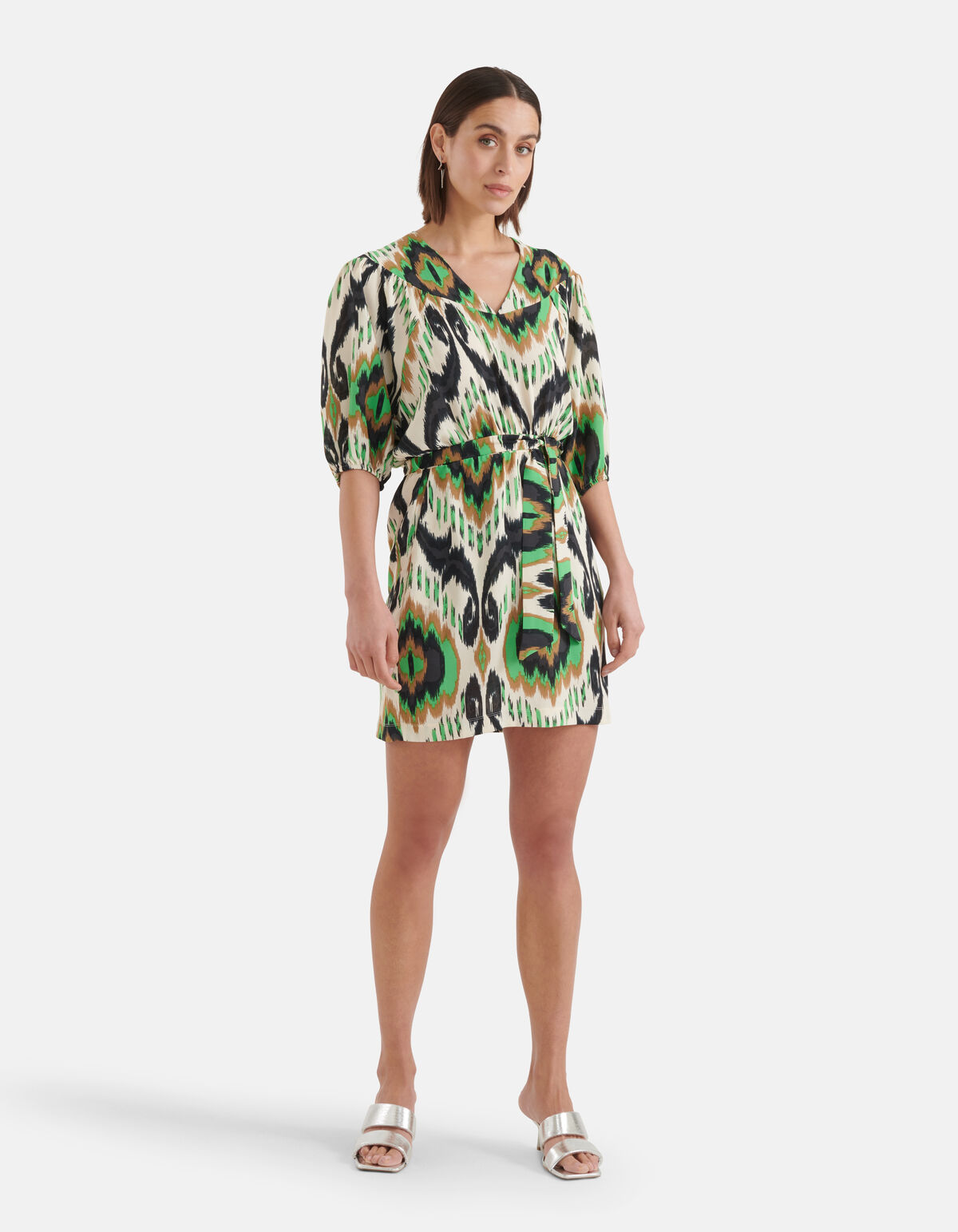 Grafische Print Jurk Groen SHOEBY WOMEN