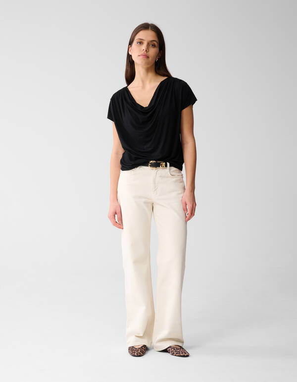 Gedrapeerde Top Zwart SHOEBY WOMEN