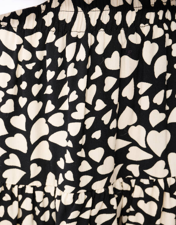 Heart Ruffle Mini Rok Zwart SHOEBY GIRLS