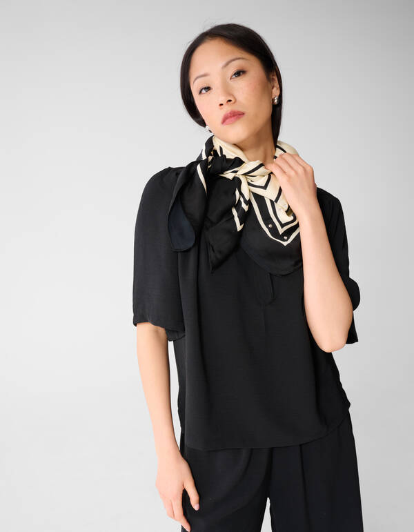 Graphic Strass Sjaal Zwart/Wit SHOEBY ACCESSOIRES