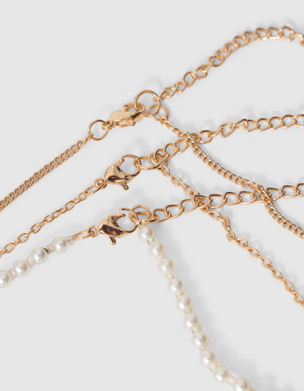 Triple Charm Ketting Gebroken Wit SHOEBY ACCESSOIRES