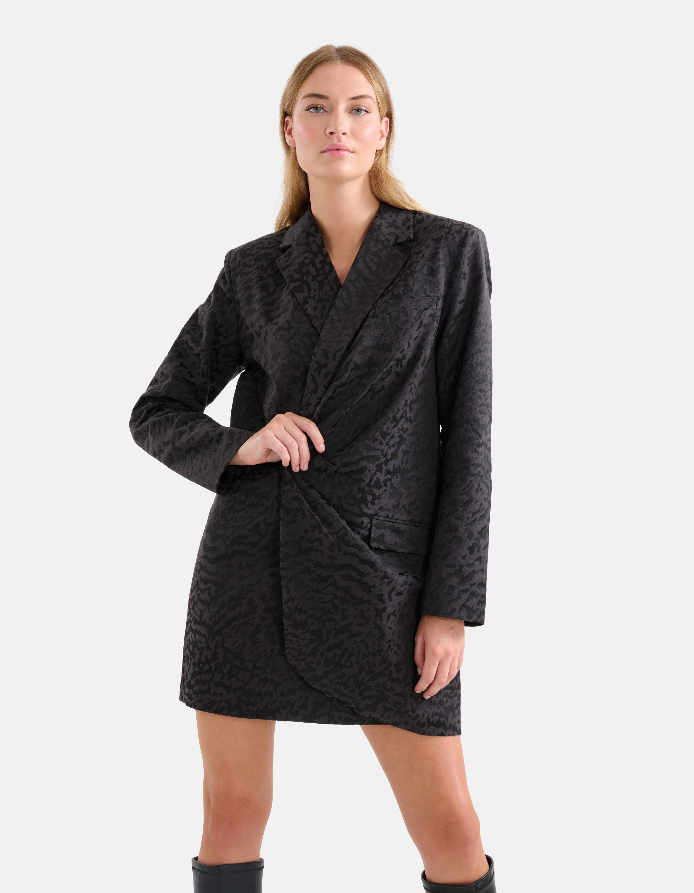 Leopard Blazer Jurk Zwart SHOEBY WOMEN