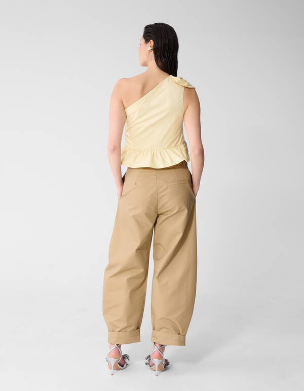 One Shoulder Ruffle Top Lichtgeel SHOEBY WOMEN