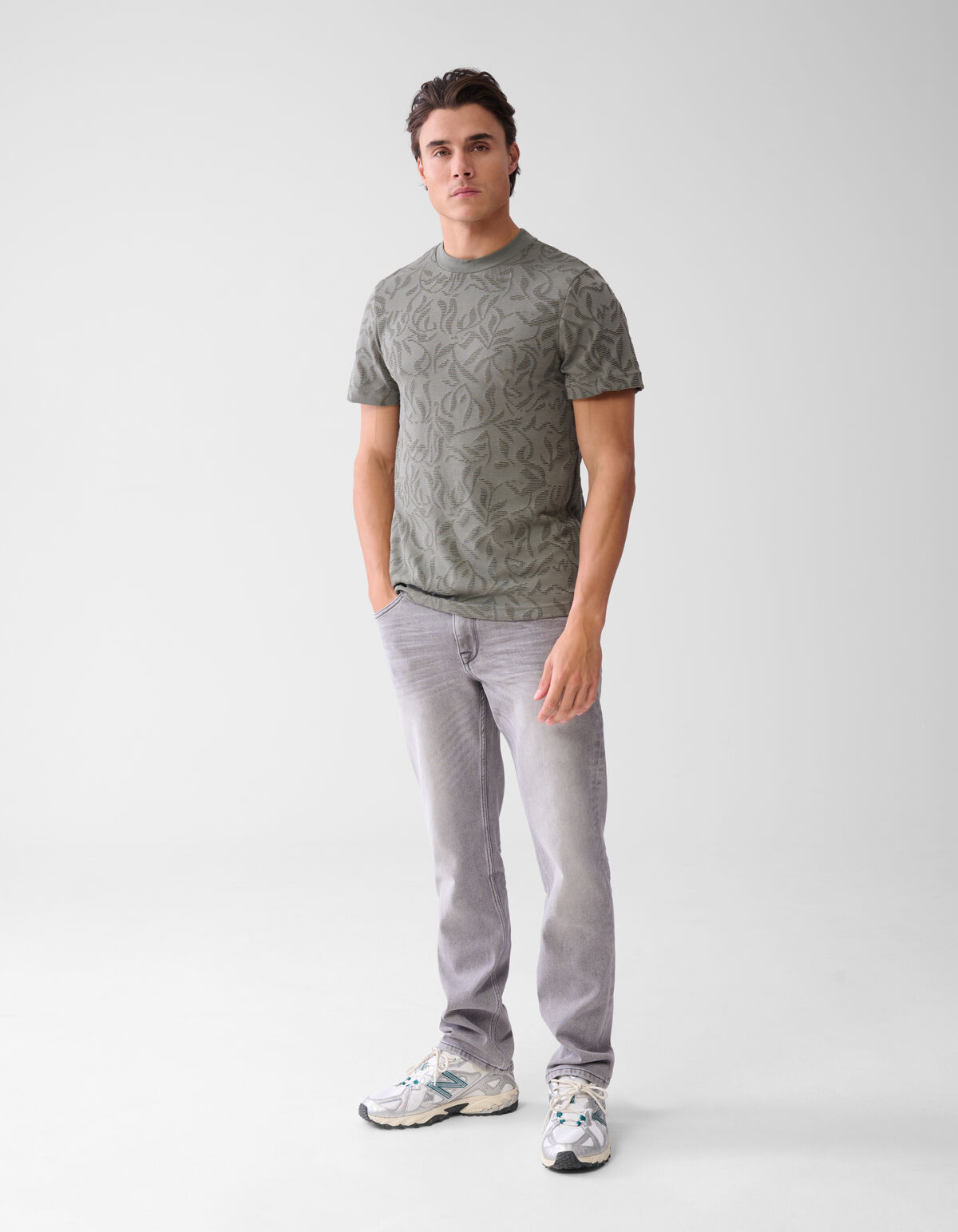 Structuur T-shirt Donkergroen SHOEBY MEN