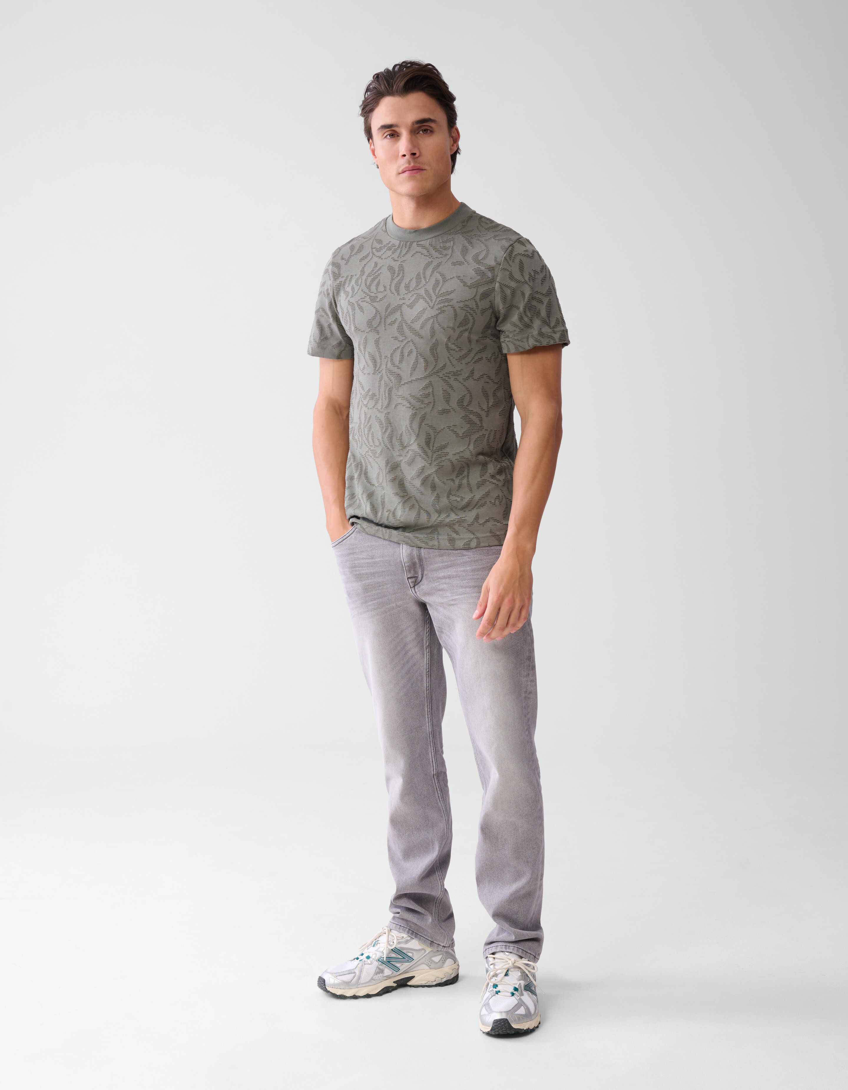 Structuur T-shirt Donkergroen SHOEBY MEN