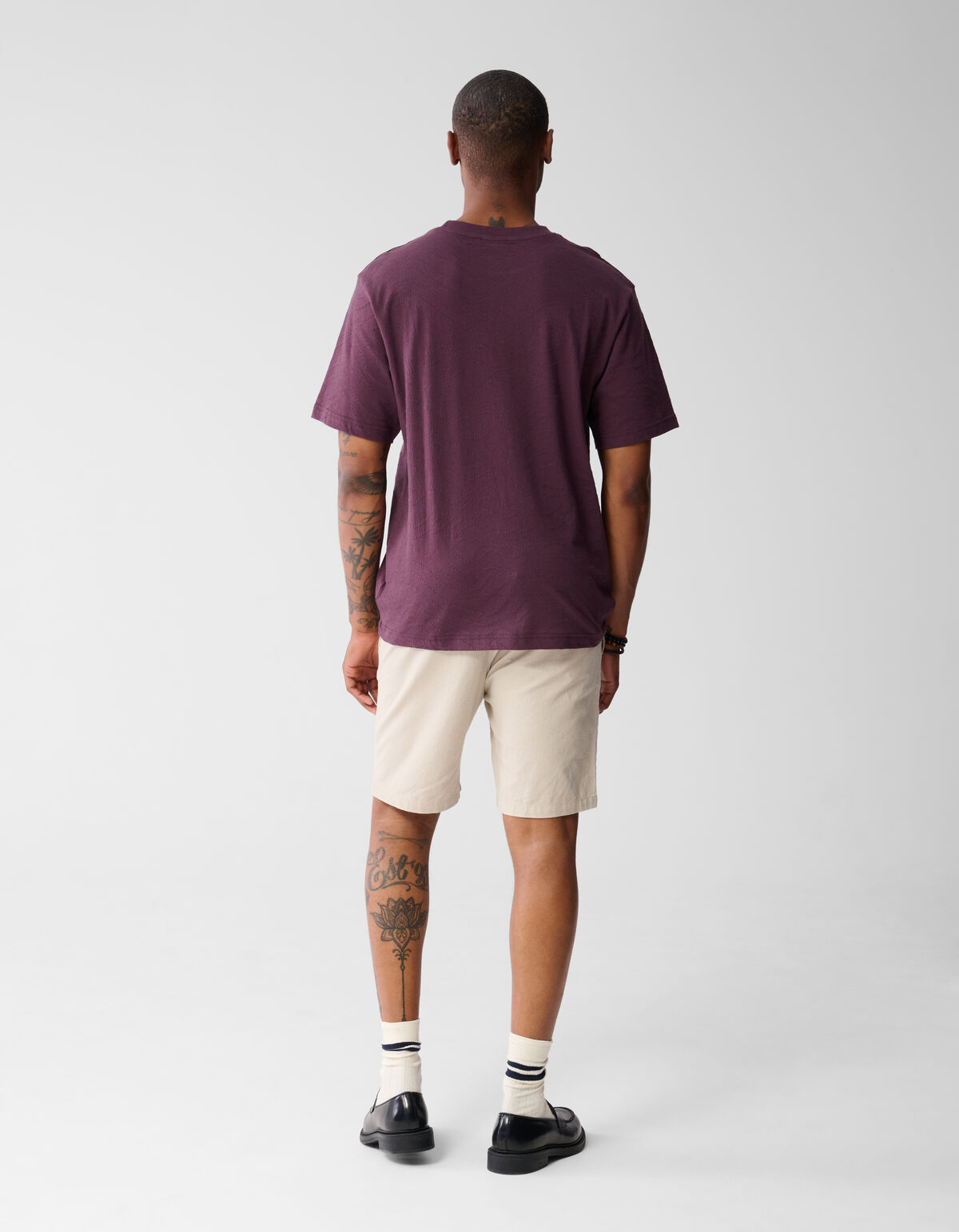 Jacquard T-shirt Donkerrood SHOEBY MEN