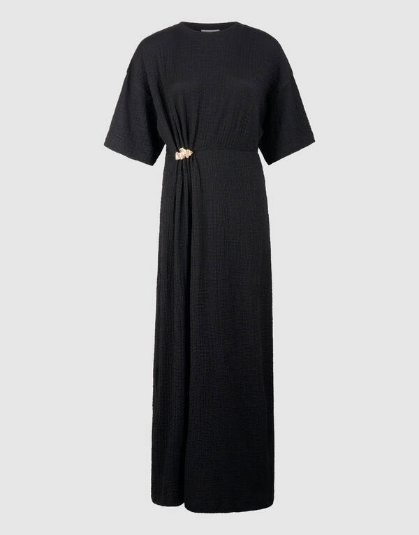 Organic Crinkle Maxi Jurk Zwart SHOEBY WOMEN