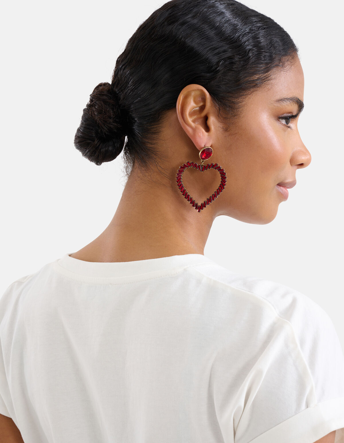 Strass Heart Oorbellen Rood SHOEBY ACCESSOIRES