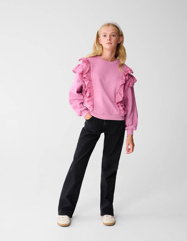 Shiny Heart Straight Fit Jeans Zwart SHOEBY GIRLS