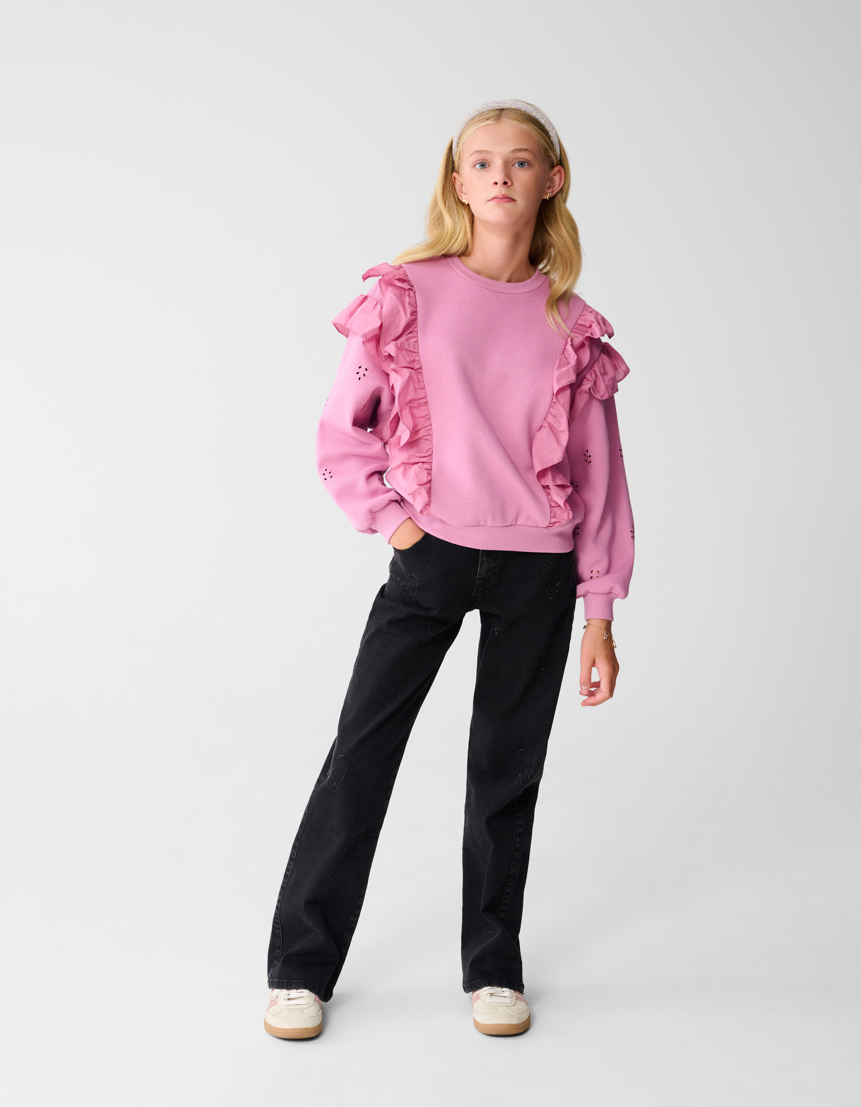 Shiny Heart Straight Fit Jeans Zwart SHOEBY GIRLS
