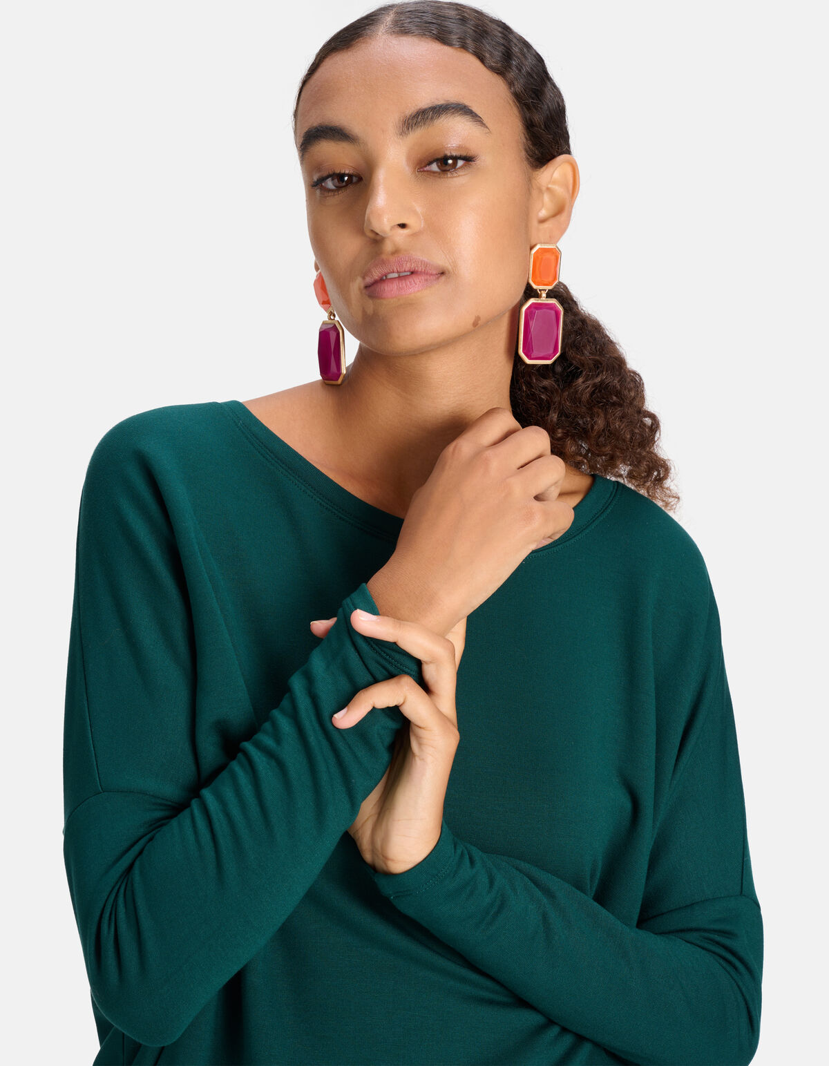 Basis Oversized Top Donkergroen SHOEBY WOMEN