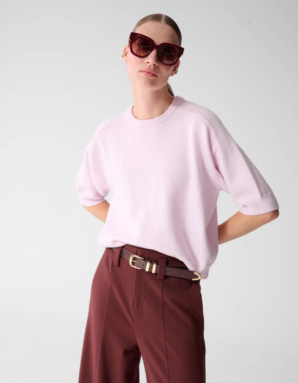 Shortsleeve Gebreide Trui Lichtroze By Mieke SHOEBY WOMEN