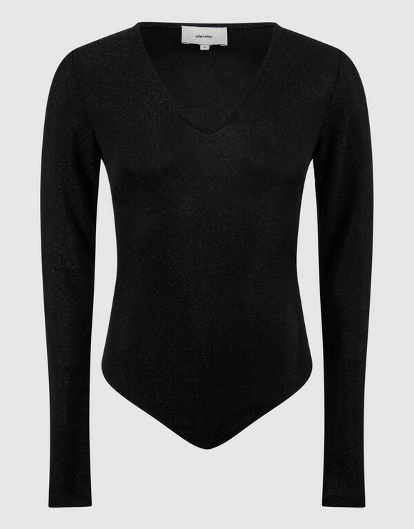 Glitter V-hals Body Zwart SHOEBY WOMEN