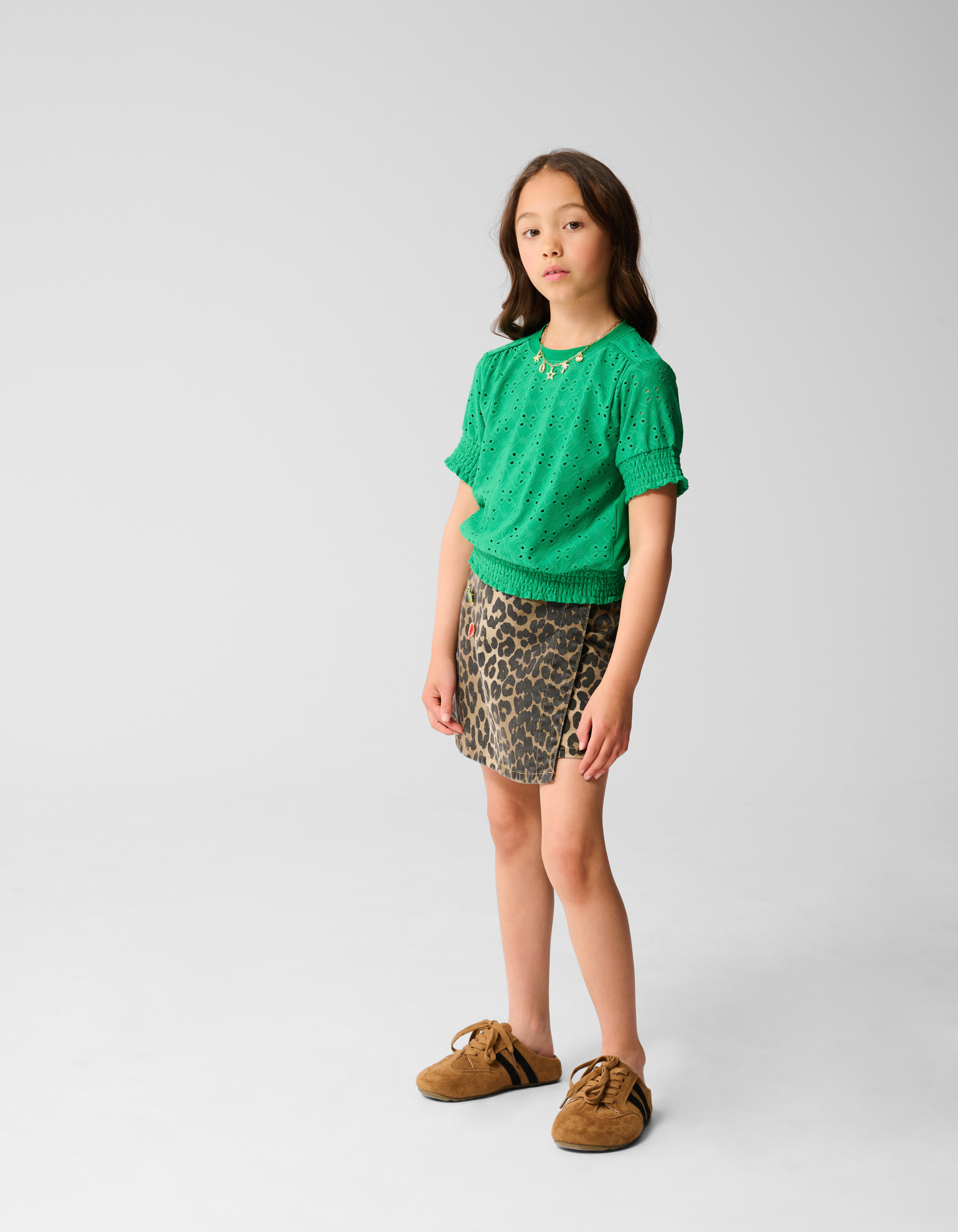 Embroidery Top Groen SHOEBY GIRLS