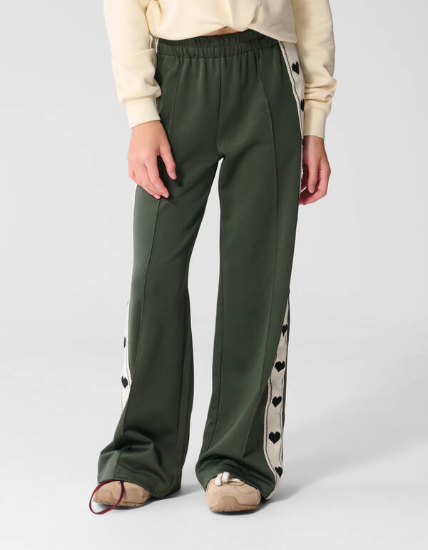 Sporty Heart Wide Leg Fit Broek Donkergroen SHOEBY GIRLS