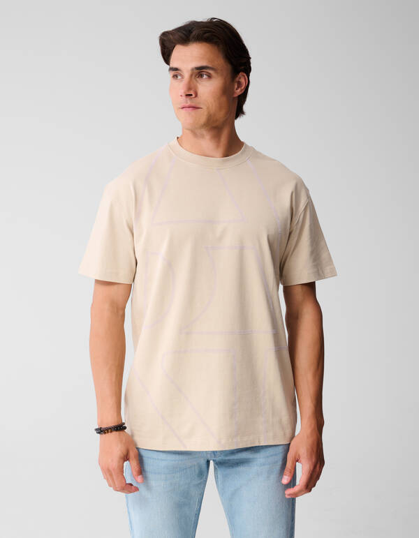 Flock Line Artwork T-shirt Zand SHOEBY MEN