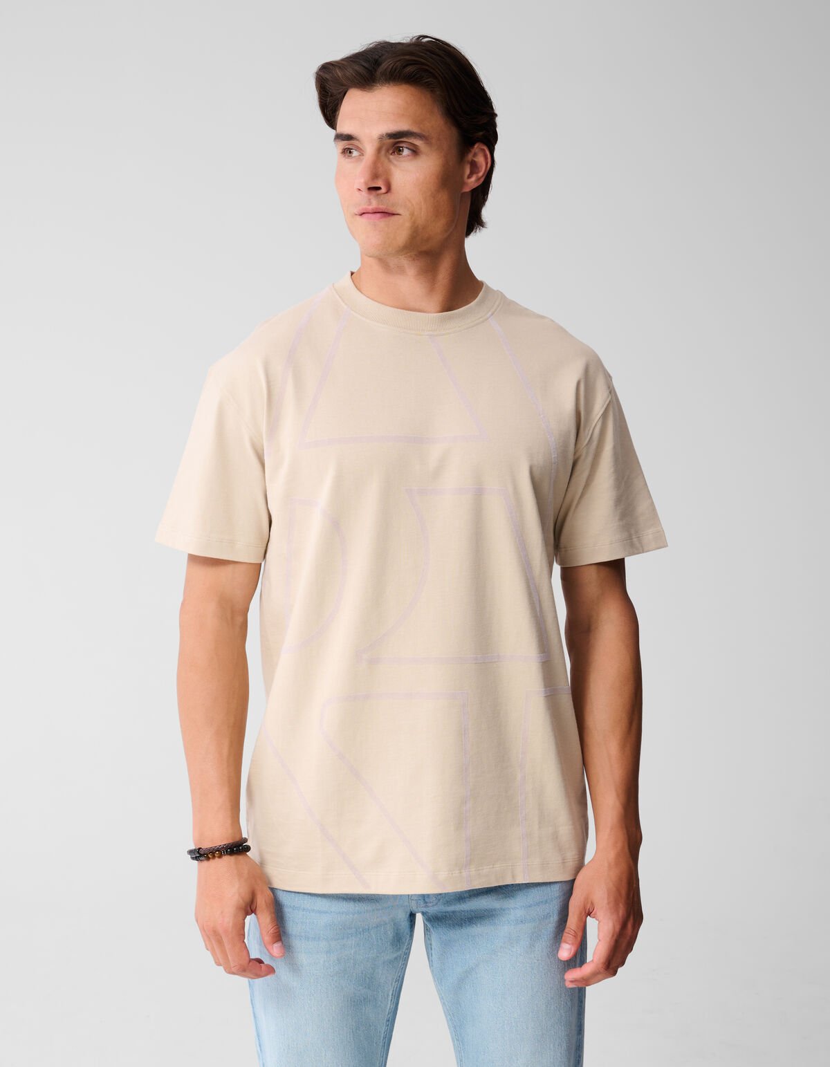 Flock Line Artwork T-shirt Zand SHOEBY MEN