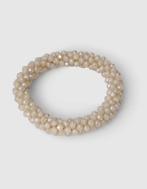 Beaded Haarelastiek Beige SHOEBY ACCESSOIRES