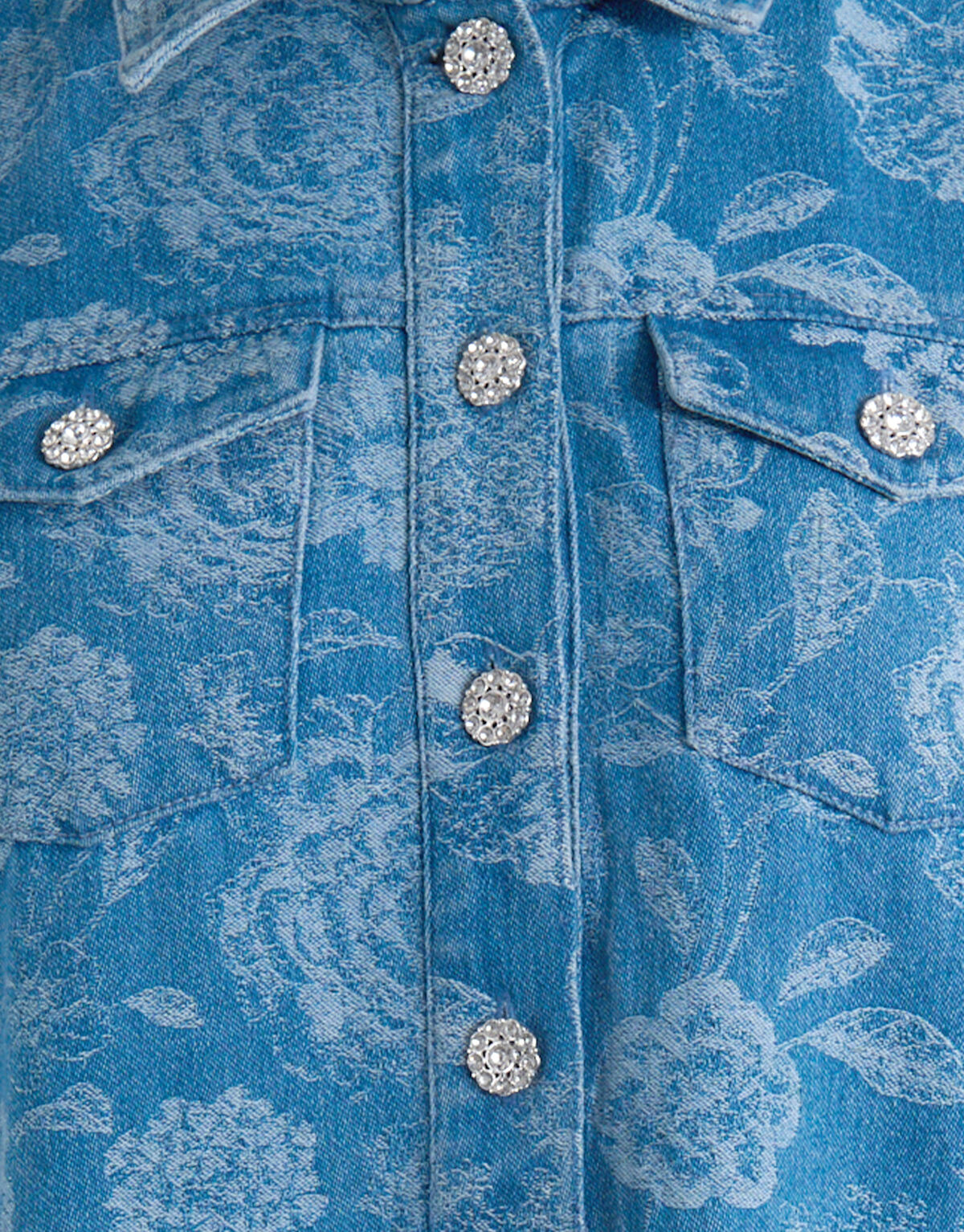 Denim Jacquard Mini Jurk Blauw SHOEBY WOMEN