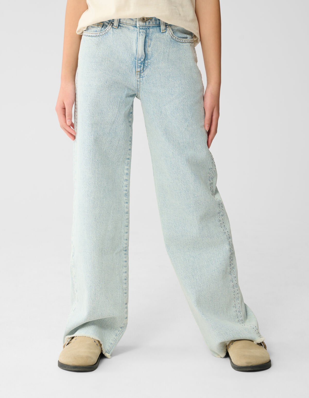 Studs Wide Leg Fit Jeans Bleached SHOEBY GIRLS