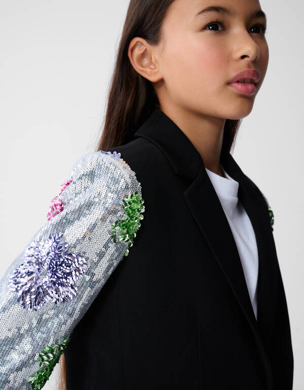 Flower Sequin Blazer Zwart SHOEBY GIRLS