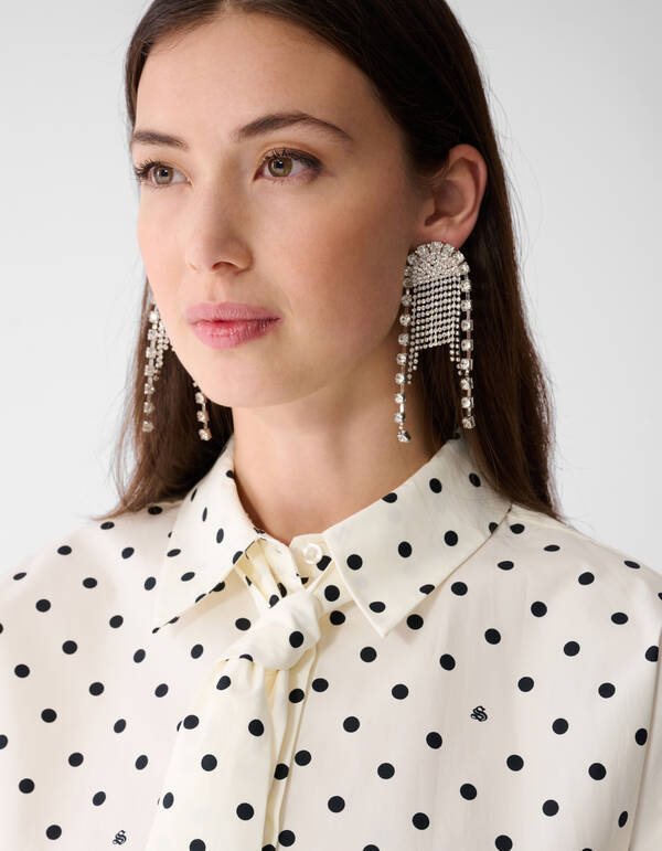 Polkadot Stropdas Blouse Zwart/Wit SHOEBY WOMEN