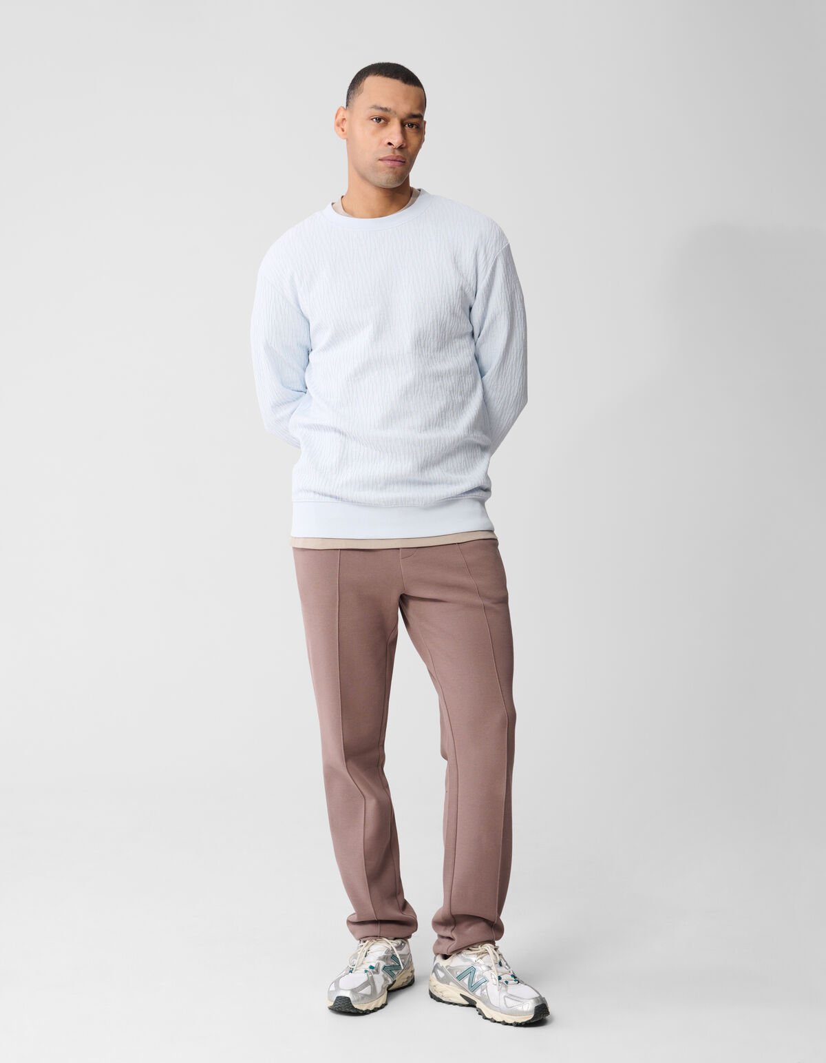 Structuur Sweater Lichtblauw SHOEBY MEN