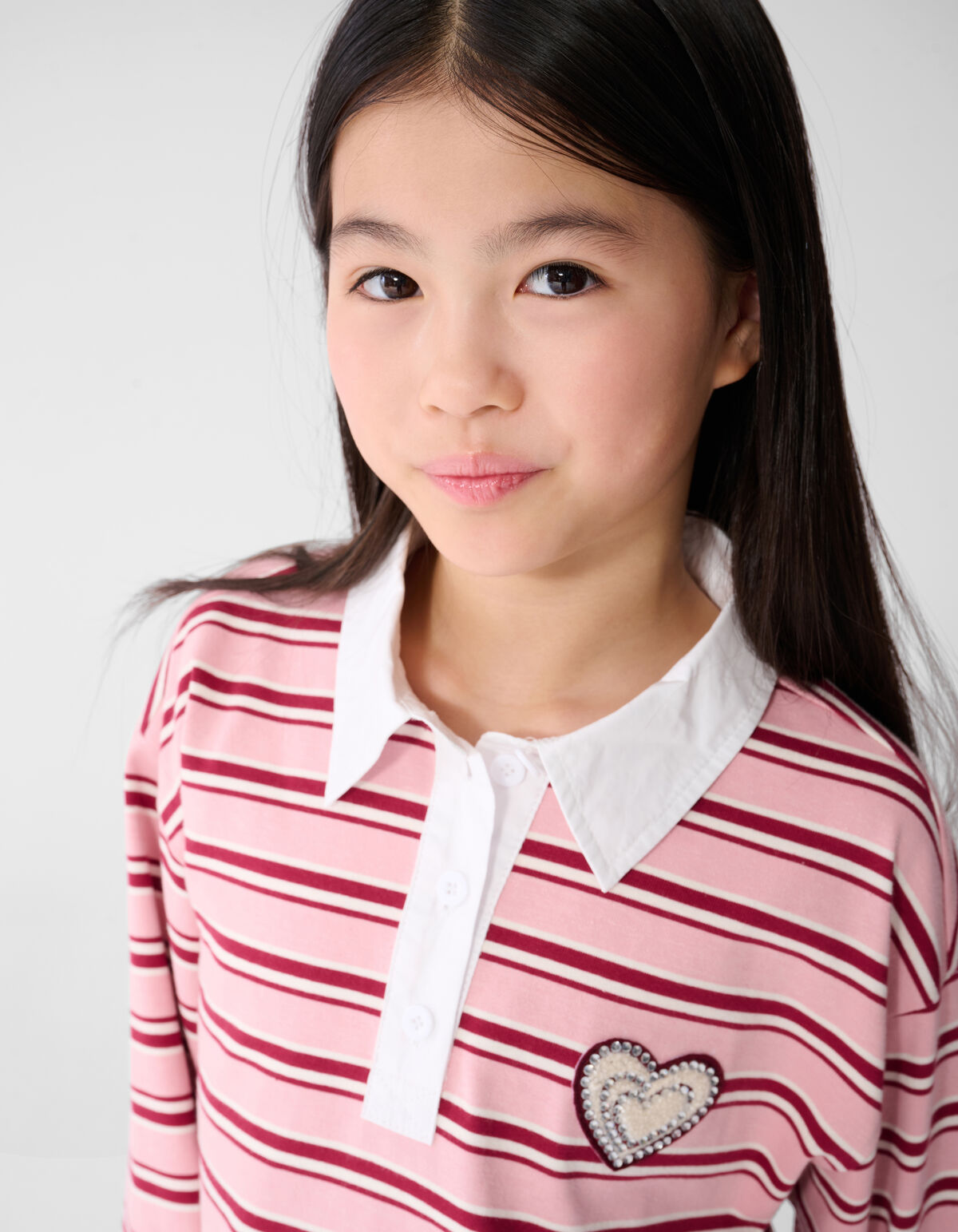 Striped Longsleeve Polo Rood/Roze SHOEBY GIRLS