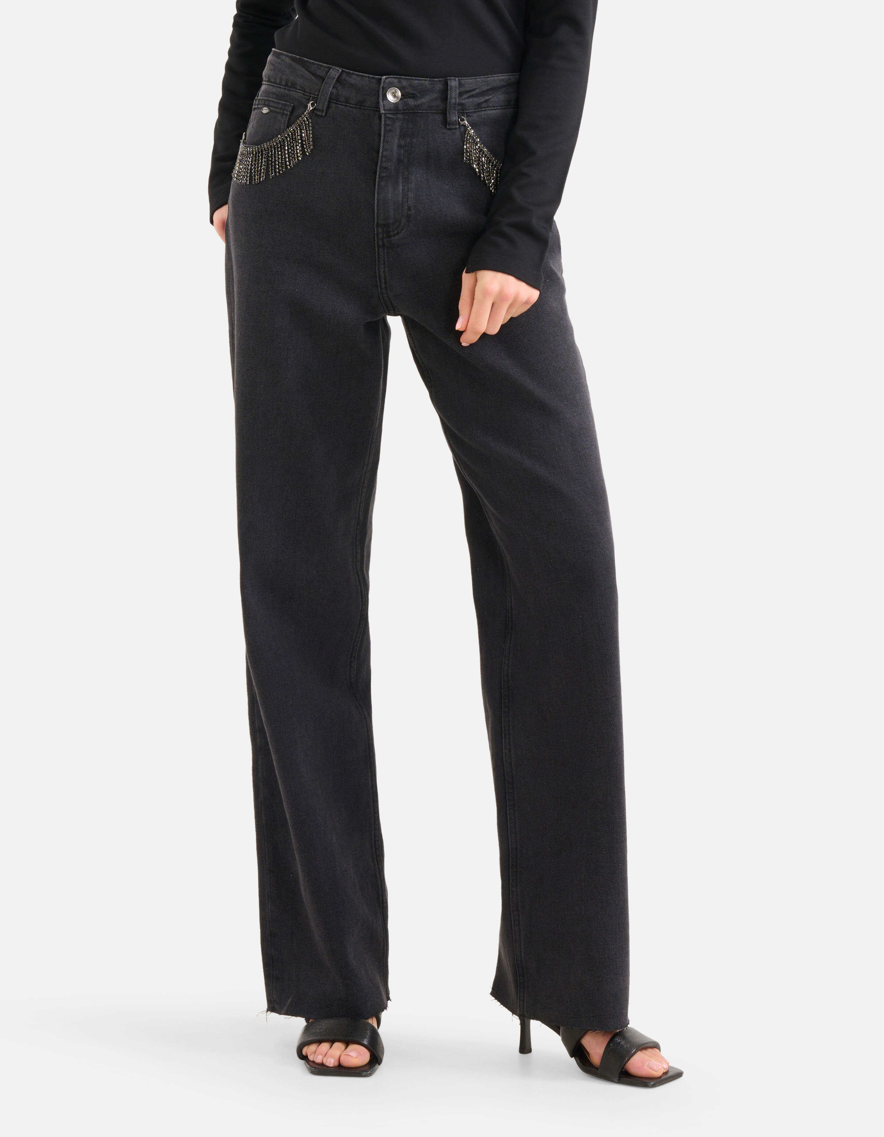 Strass Fringe Jeans Zwart SHOEBY WOMEN