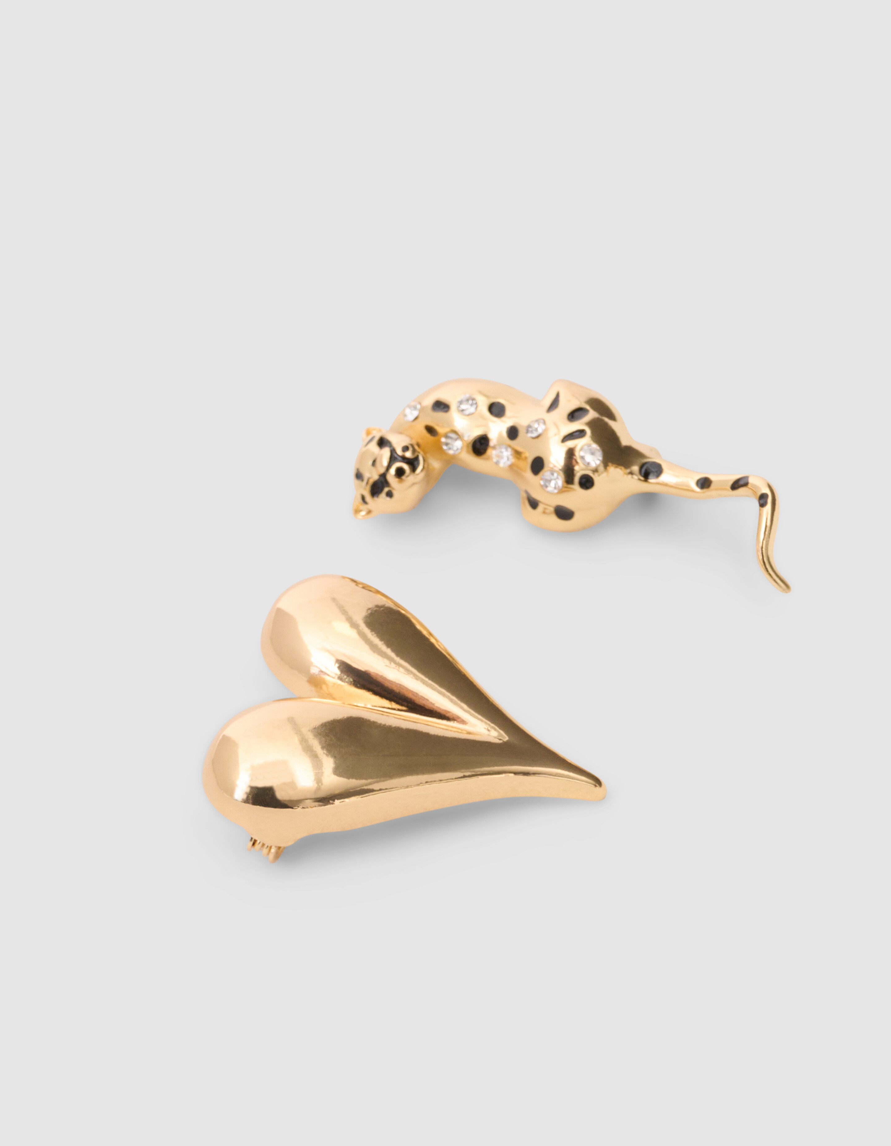 Heart Leopard Broche Set Goud SHOEBY ACCESSOIRES