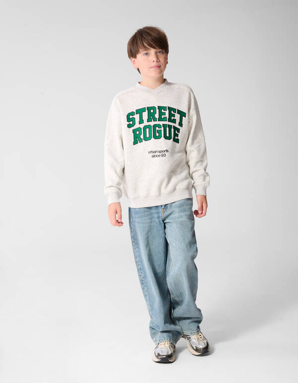 Oversized Fit Artwork Sweater Lichtgrijs SHOEBY BOYS