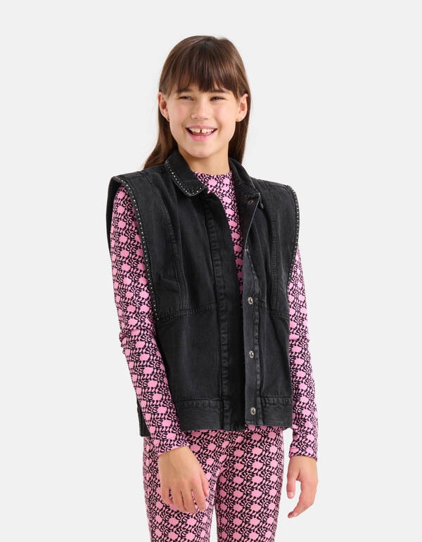 Embroidery Gilet Donkergrijs SHOEBY GIRLS