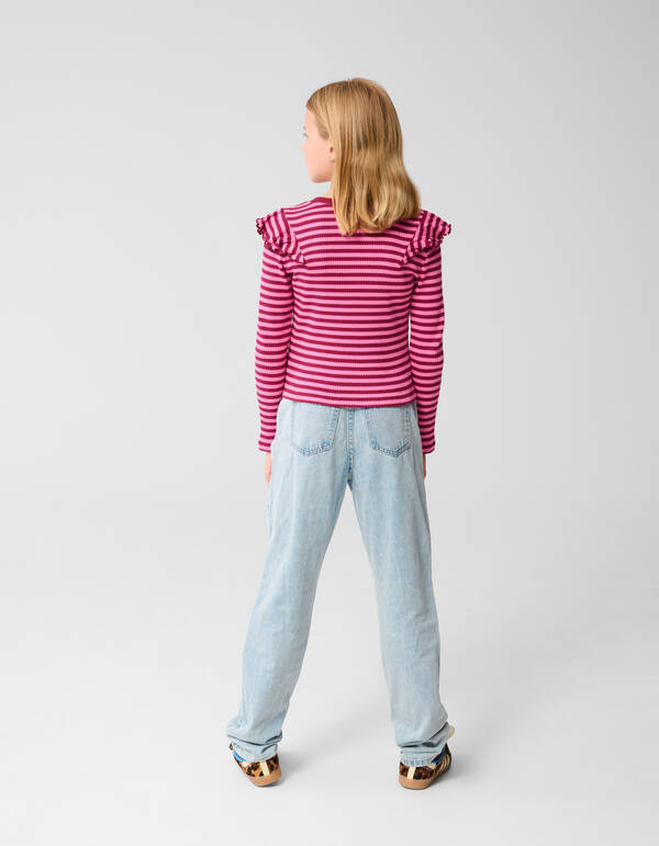 Striped Ruffle Top Donkerrood SHOEBY GIRLS
