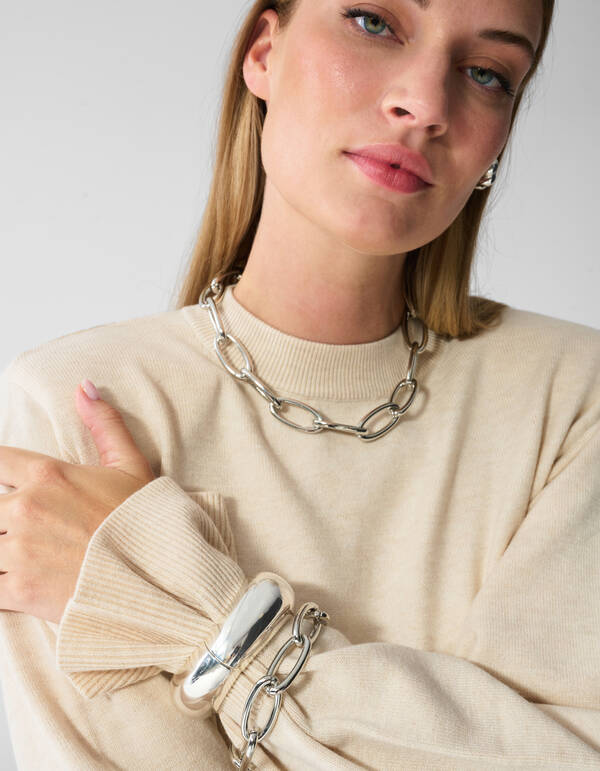 Oval Chain Ketting Zilver SHOEBY ACCESSOIRES
