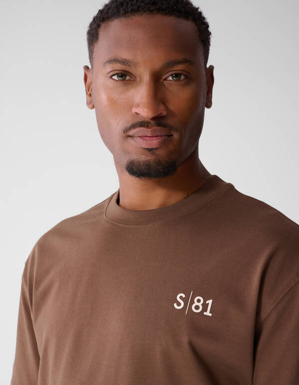 Tekst Print T-shirt Donkerbruin SHOEBY MEN