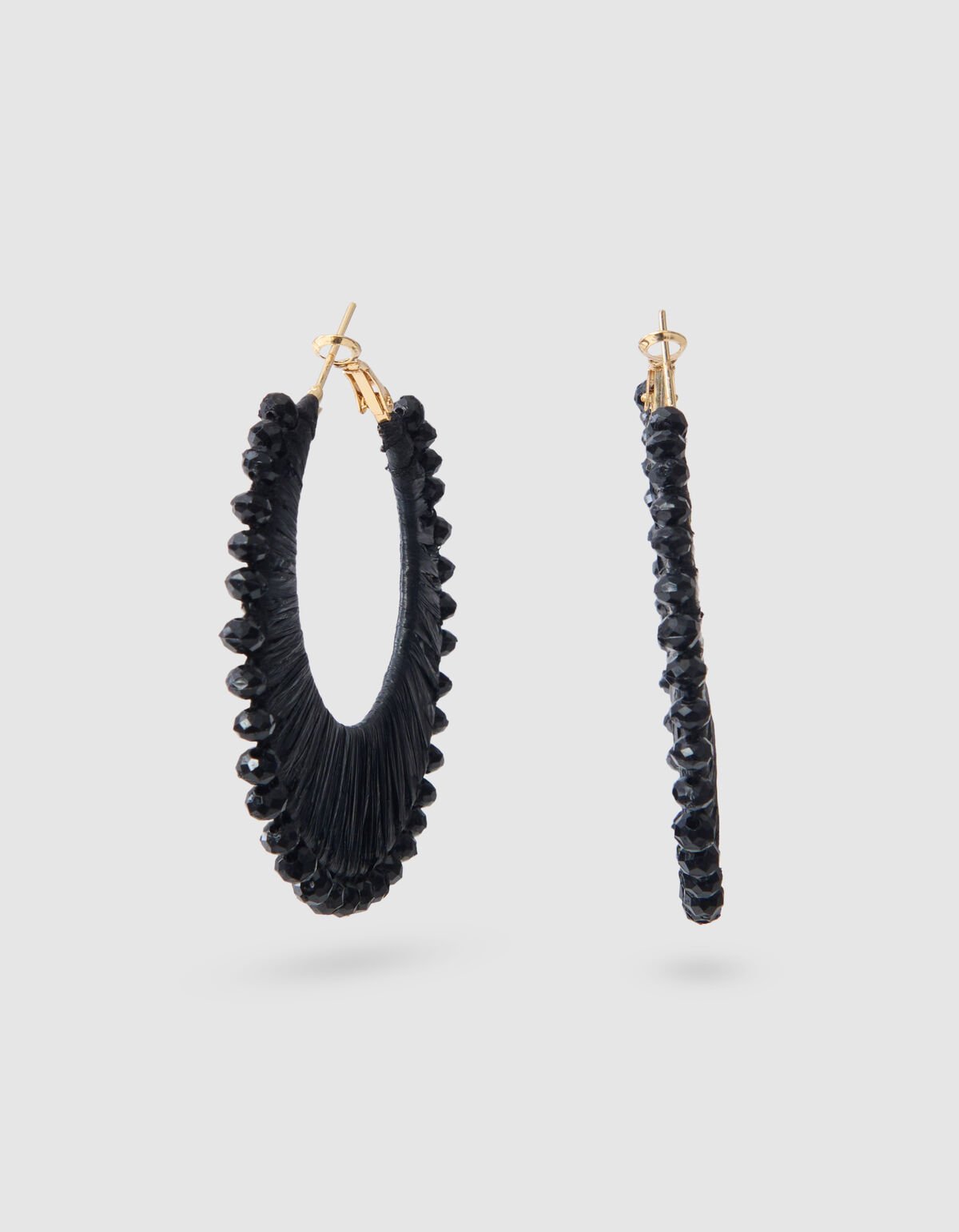 Beaded Hoop Oorbellen Zwart SHOEBY ACCESSOIRES