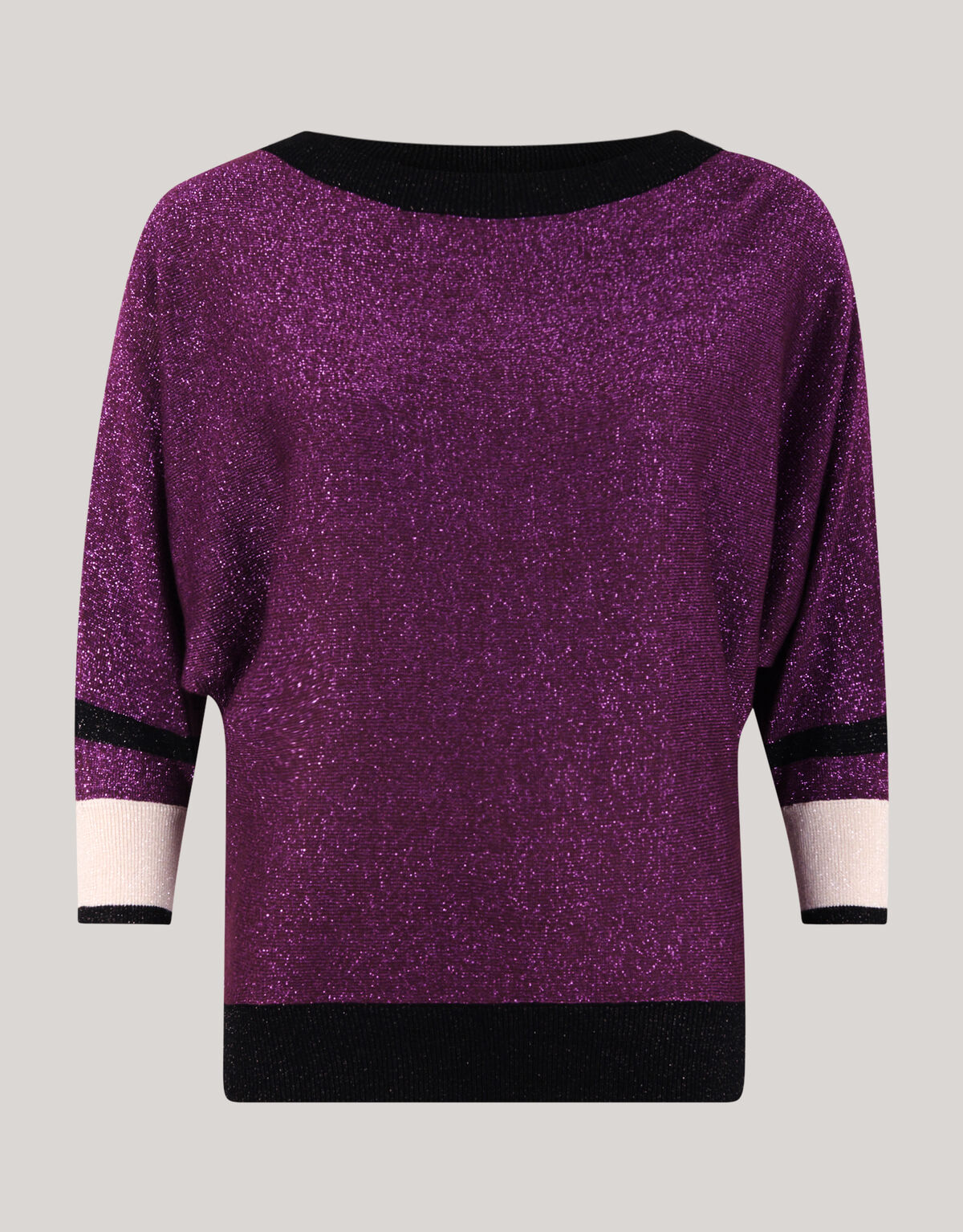 Colorblock Glitter Batwing Trui Paars SHOEBY WOMEN