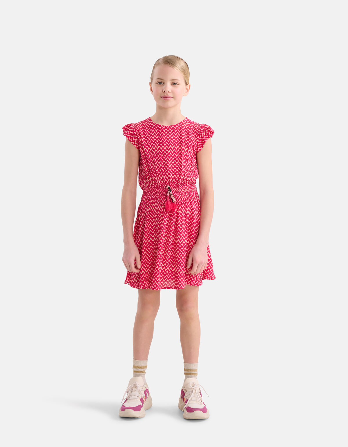 Printed Crinkle Jurk Roze SHOEBY GIRLS