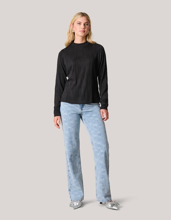 Swirl Crinkle Top Zwart SHOEBY WOMEN
