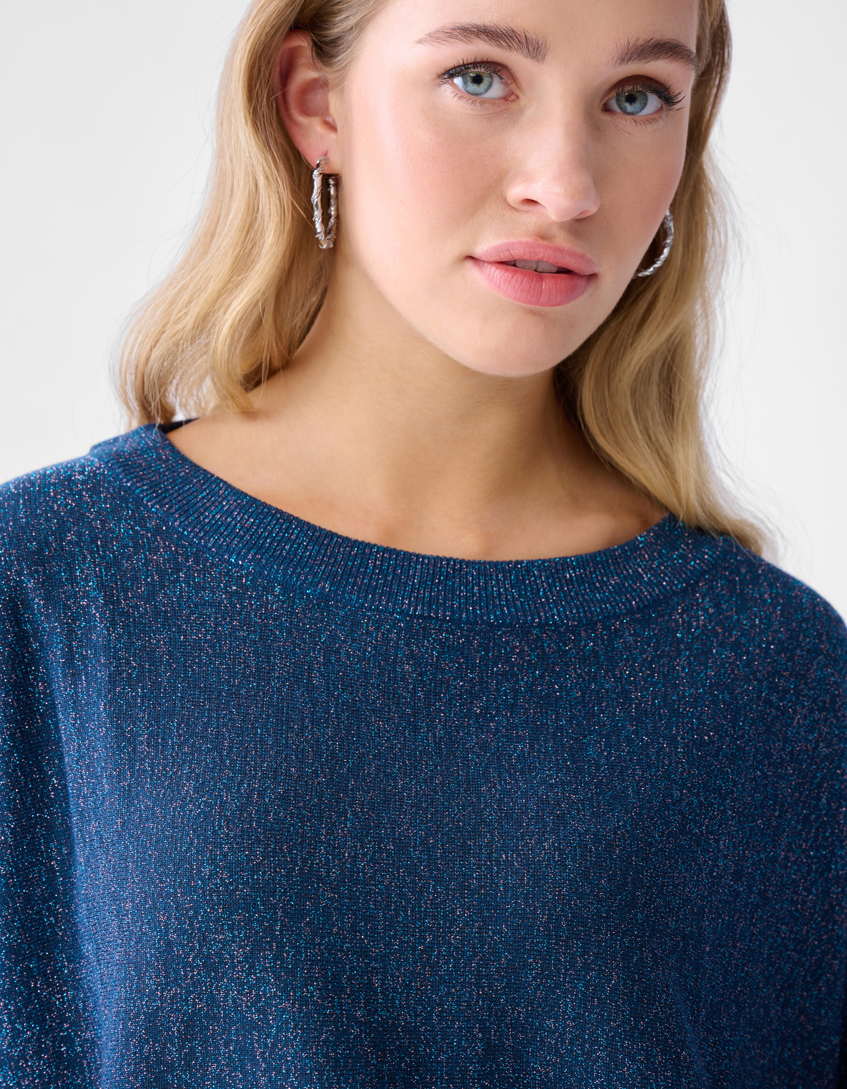 Glitter Vleermuismouwen Trui Blauw SHOEBY WOMEN