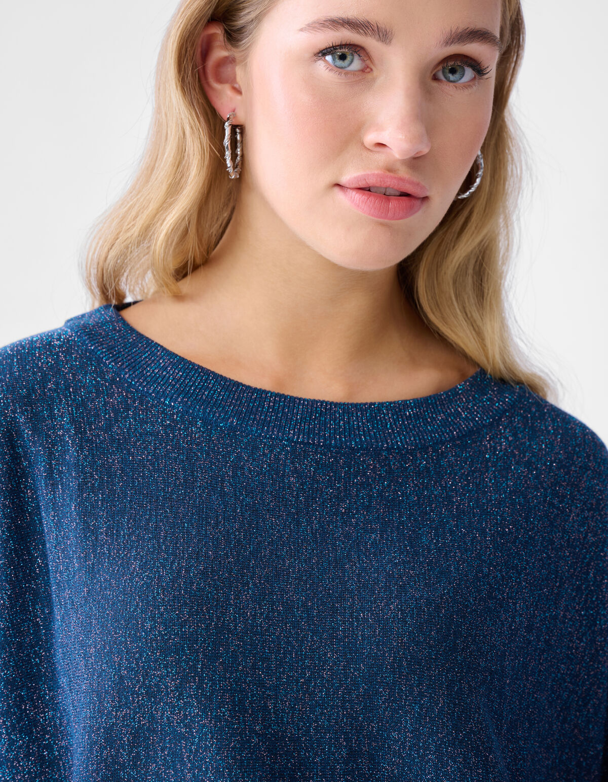 Glitter Vleermuismouwen Trui Blauw SHOEBY WOMEN