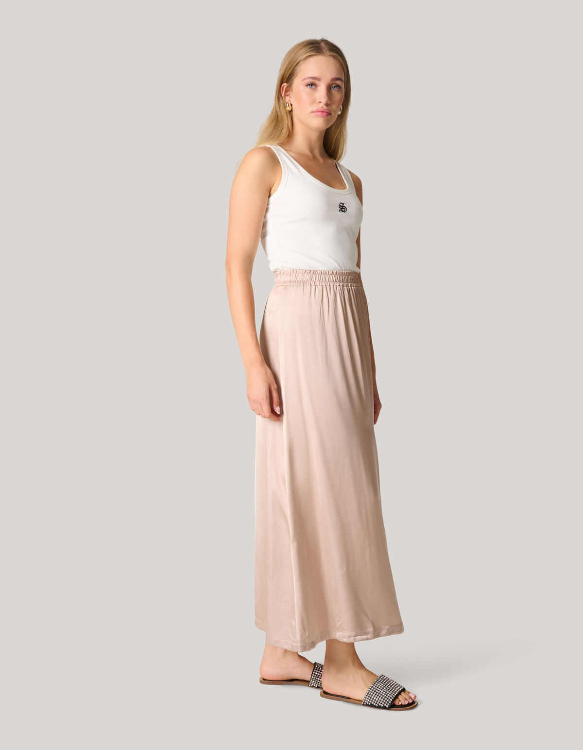 Satijnen Maxi Rok Zand SHOEBY WOMEN
