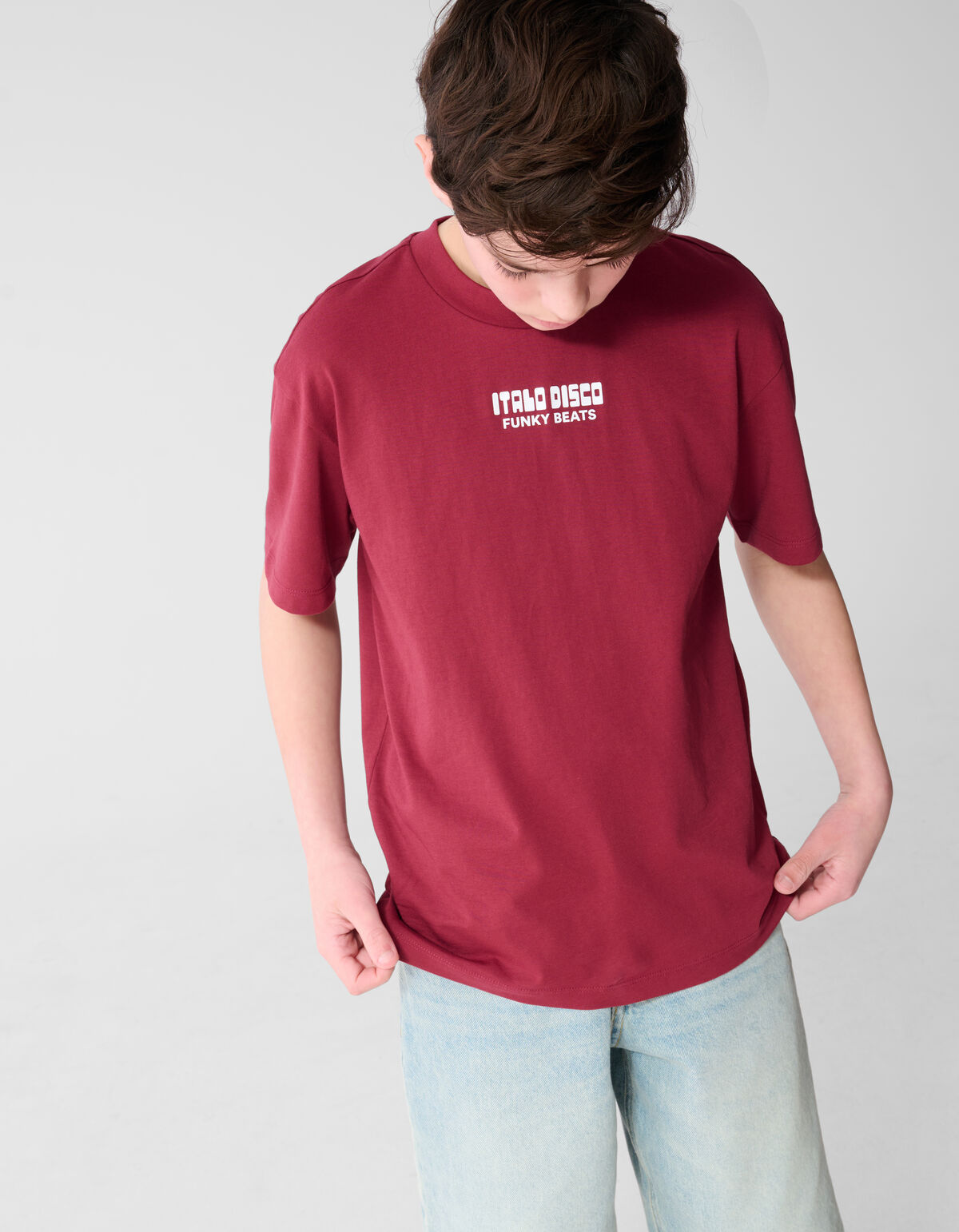 Disco Artwork T-shirt Donkerrood SHOEBY BOYS