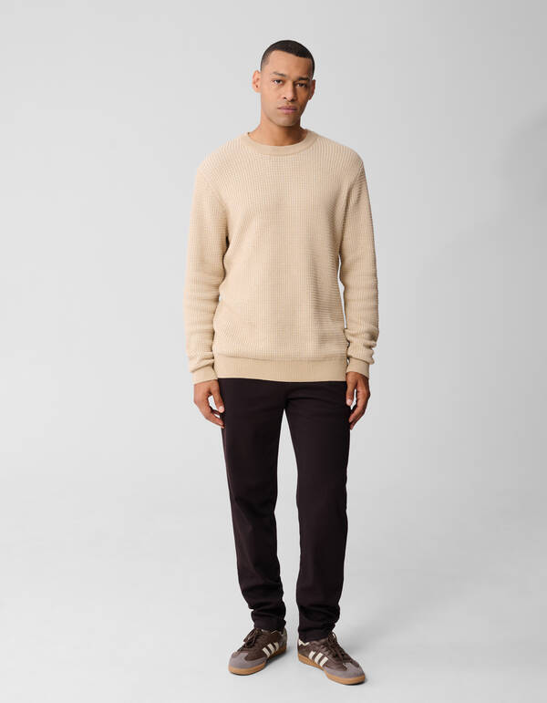 Structuur Regular Fit Broek Donkerbruin SHOEBY MEN